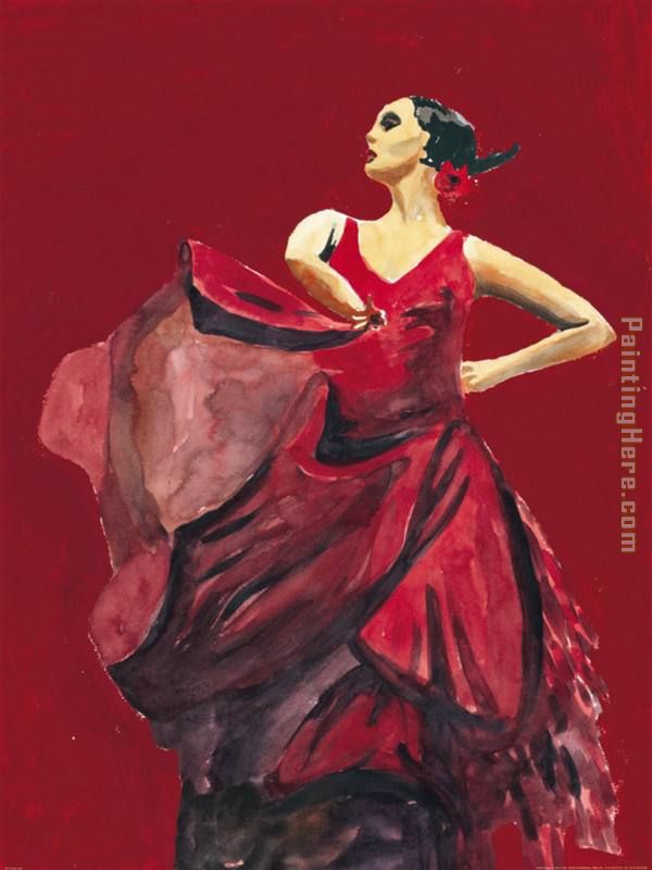 Bailarina Orgullosa del Flamenco painting - Flamenco Dancer Bailarina Orgullosa del Flamenco art painting